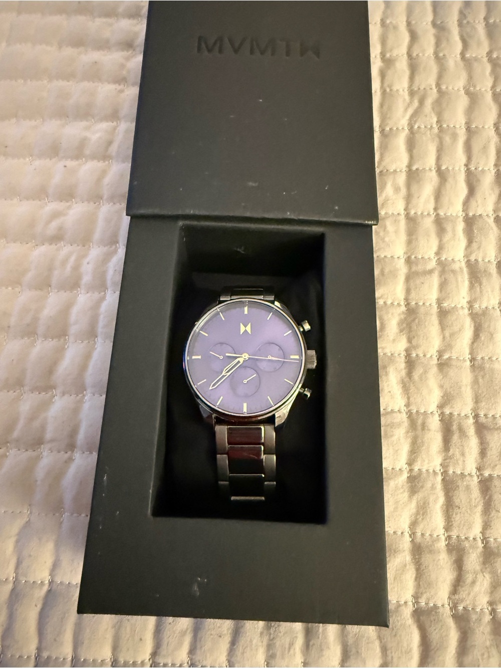 MVMT Men's Silver Bracelet Watch with Purple Pearl Dial